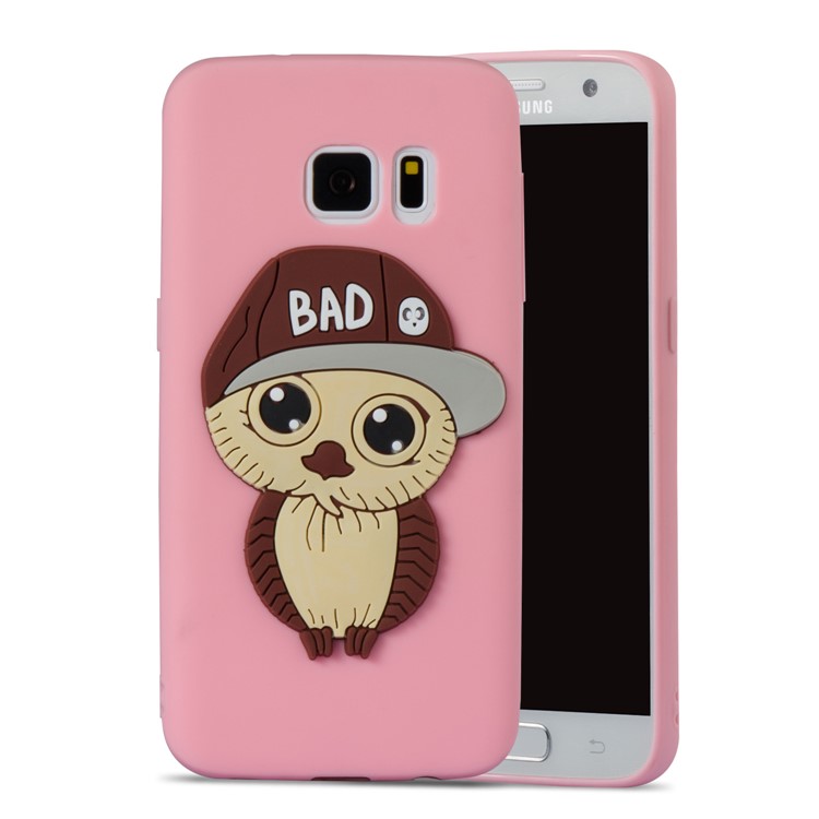 Cute 3D Male Owl Patterned TPU Protection Phone Case for Samsung Galaxy S7 SM-G930 - Pink-4