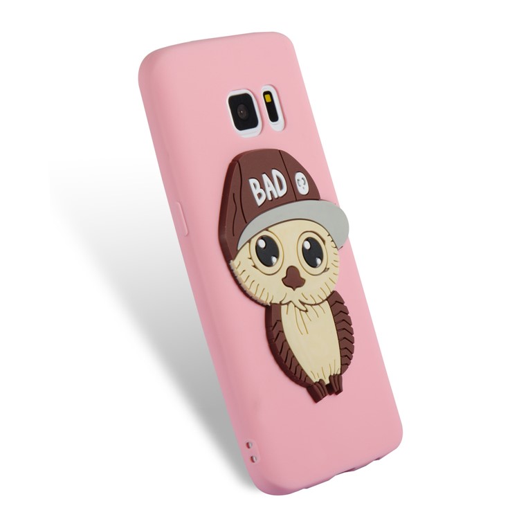 Cute 3D Male Owl Patterned TPU Protection Phone Case for Samsung Galaxy S7 SM-G930 - Pink-5