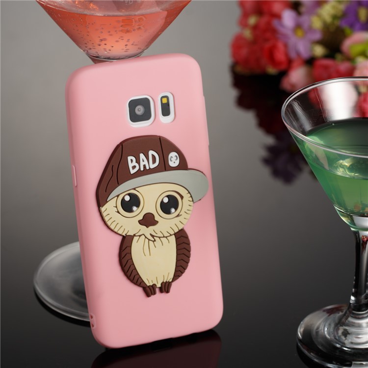 Cute 3D Male Owl Patterned TPU Protection Phone Case for Samsung Galaxy S7 SM-G930 - Pink-6