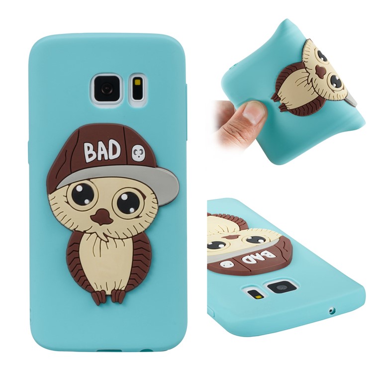 Cute 3D Male Owl Patterned TPU Protective Phone Cover for Samsung Galaxy S7 SM-G930 - Baby Blue-1