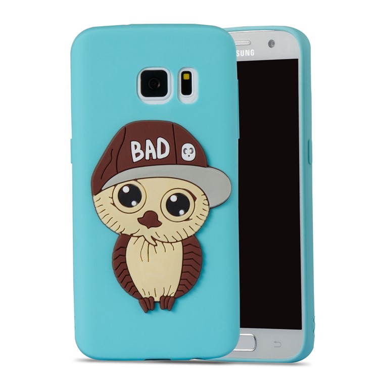 Cute 3D Male Owl Patterned TPU Protective Phone Cover for Samsung Galaxy S7 SM-G930 - Baby Blue-5