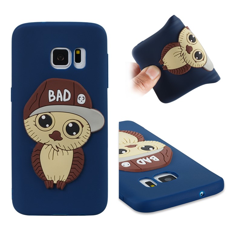 Cute 3D Male Owl Patterned Soft TPU Protector Phone Shell for Samsung Galaxy S7 SM-G930 - Dark Blue-1
