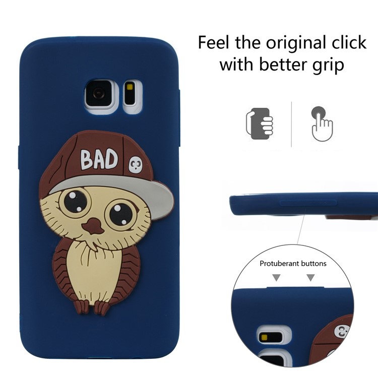Cute 3D Male Owl Patterned Soft TPU Protector Phone Shell for Samsung Galaxy S7 SM-G930 - Dark Blue-2