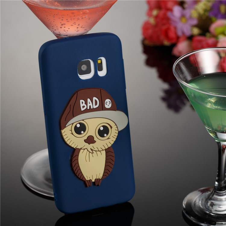 Cute 3D Male Owl Patterned Soft TPU Protector Phone Shell for Samsung Galaxy S7 SM-G930 - Dark Blue-3
