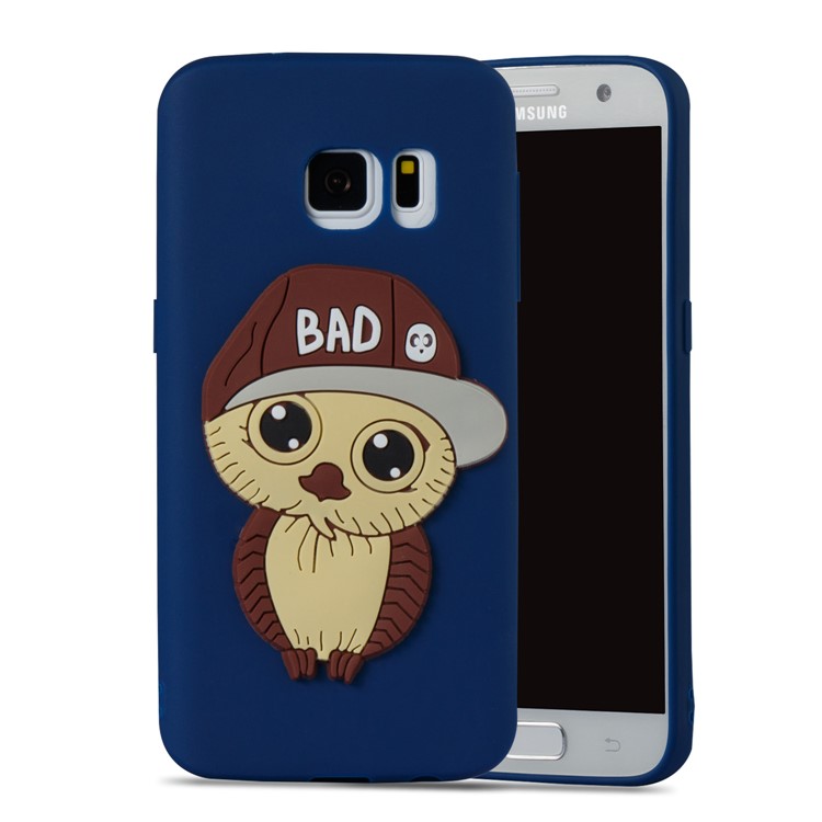 Cute 3D Male Owl Patterned Soft TPU Protector Phone Shell for Samsung Galaxy S7 SM-G930 - Dark Blue-4