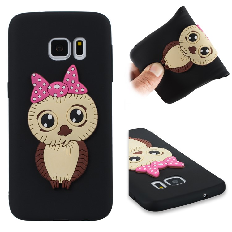 Cute 3D Female Owl Patterned TPU Case for Samsung Galaxy S7 SM-G930 - Black-1