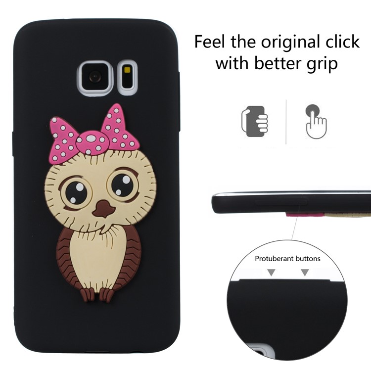 Cute 3D Female Owl Patterned TPU Case for Samsung Galaxy S7 SM-G930 - Black-3
