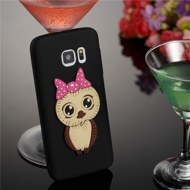 Cute 3D Female Owl Patterned TPU Case for Samsung Galaxy S7 SM-G930 - Black-4