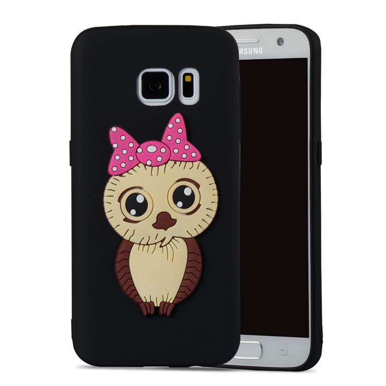 Cute 3D Female Owl Patterned TPU Case for Samsung Galaxy S7 SM-G930 - Black-5