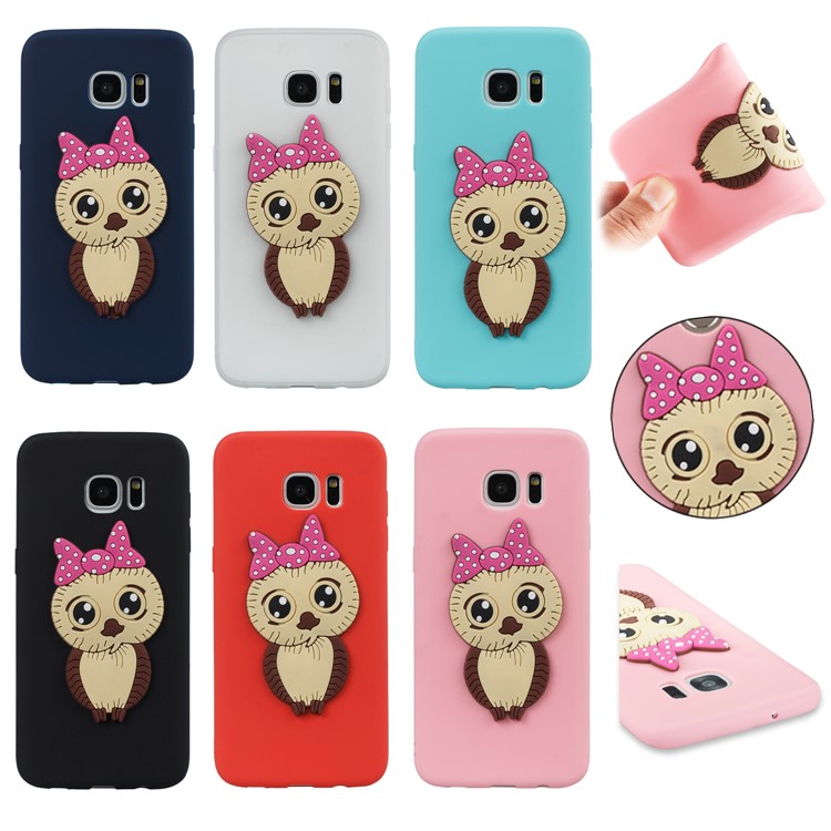 Cute 3D Female Owl Patterned TPU Case for Samsung Galaxy S7 SM-G930 - Black-7