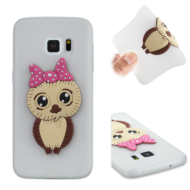 Cute 3D Female Owl Patterned TPU Cover for Samsung Galaxy S7 SM-G930 - White-1
