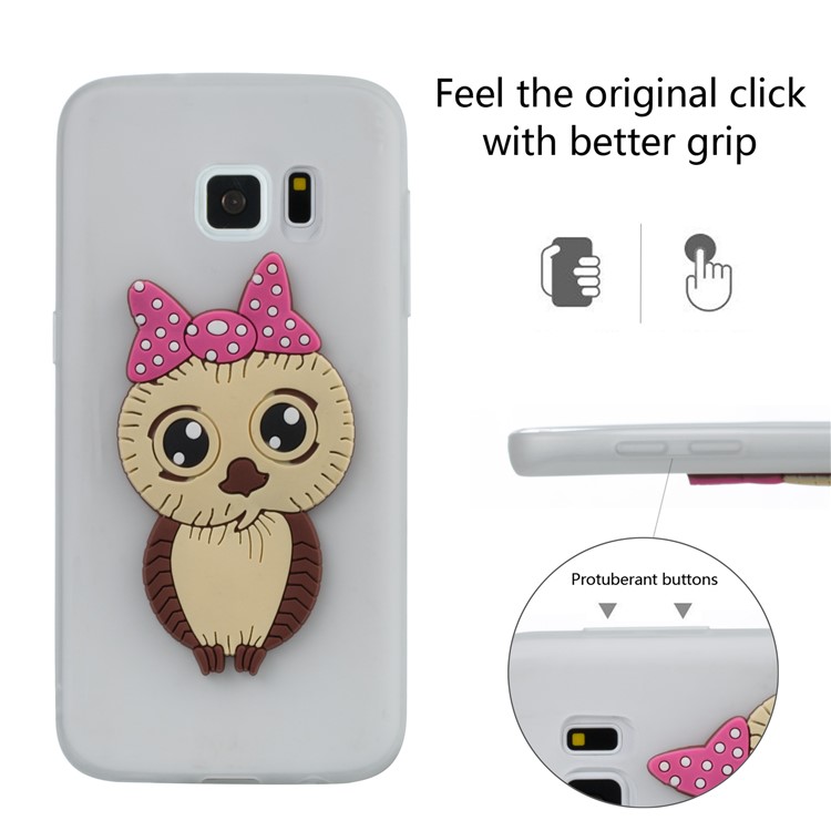 Cute 3D Female Owl Patterned TPU Cover for Samsung Galaxy S7 SM-G930 - White-3