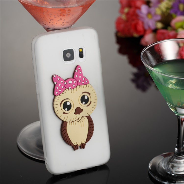 Cute 3D Female Owl Patterned TPU Cover for Samsung Galaxy S7 SM-G930 - White-4
