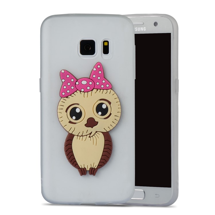 Cute 3D Female Owl Patterned TPU Cover for Samsung Galaxy S7 SM-G930 - White-5