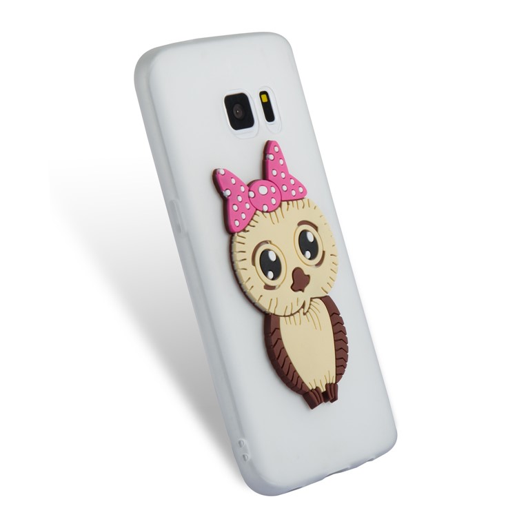 Cute 3D Female Owl Patterned TPU Cover for Samsung Galaxy S7 SM-G930 - White-6