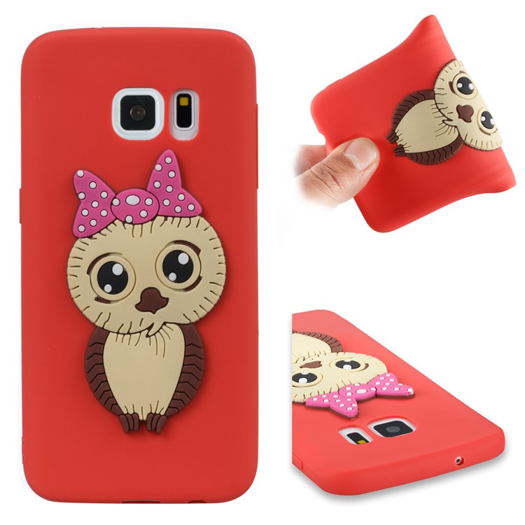 Cute 3D Female Owl Patterned TPU Shell for Samsung Galaxy S7 SM-G930 - Red-1