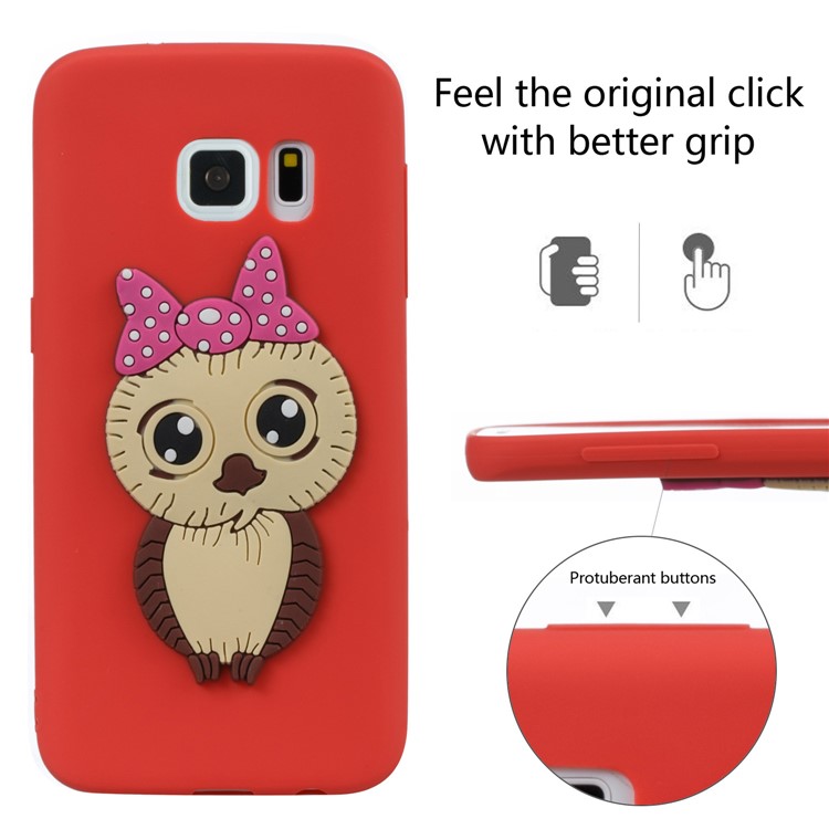 Cute 3D Female Owl Patterned TPU Shell for Samsung Galaxy S7 SM-G930 - Red-3