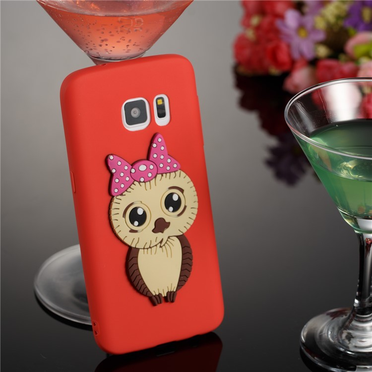 Cute 3D Female Owl Patterned TPU Shell for Samsung Galaxy S7 SM-G930 - Red-4