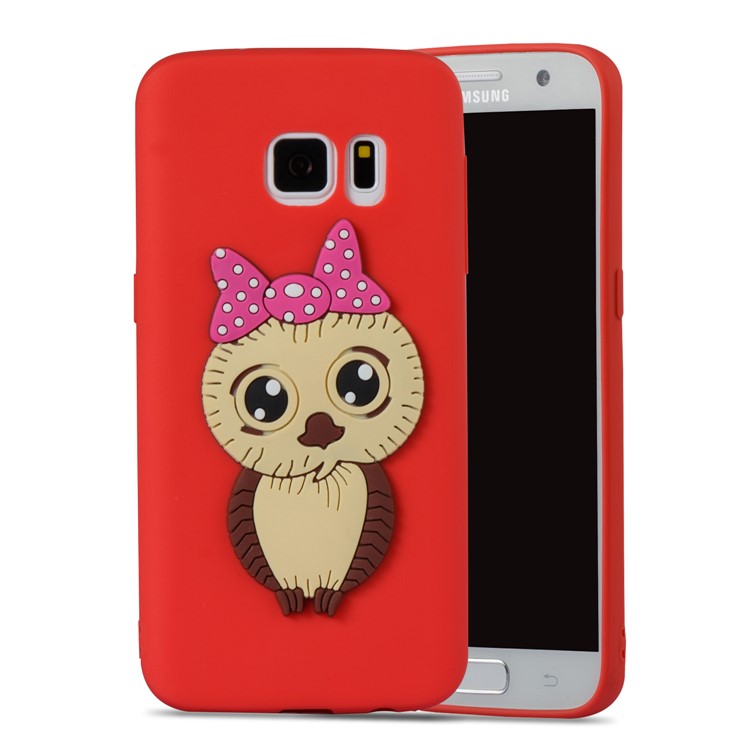 Cute 3D Female Owl Patterned TPU Shell for Samsung Galaxy S7 SM-G930 - Red-5