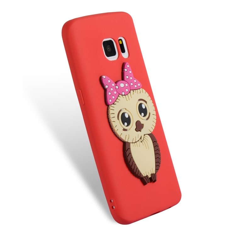 Cute 3D Female Owl Patterned TPU Shell for Samsung Galaxy S7 SM-G930 - Red-6