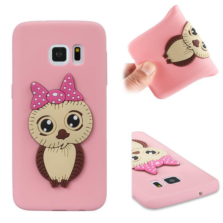 Cute 3D Female Owl Patterned TPU Mobile Phone Case for Samsung Galaxy S7 SM-G930 - Pink-1