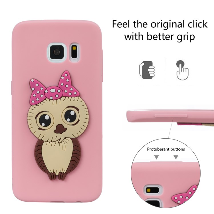 Cute 3D Female Owl Patterned TPU Mobile Phone Case for Samsung Galaxy S7 SM-G930 - Pink-3