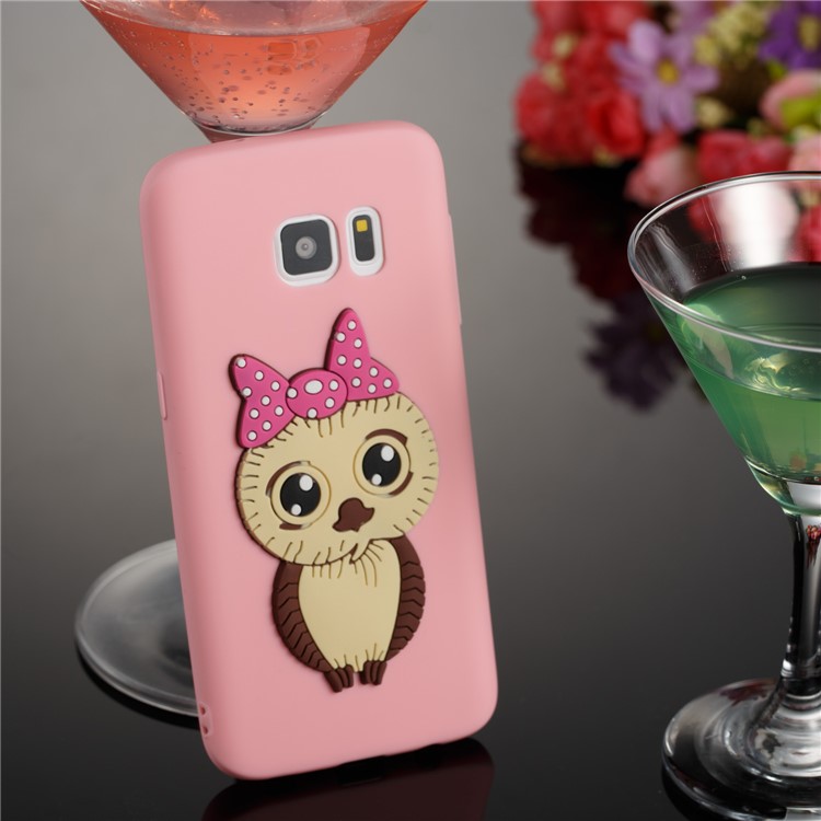 Cute 3D Female Owl Patterned TPU Mobile Phone Case for Samsung Galaxy S7 SM-G930 - Pink-4