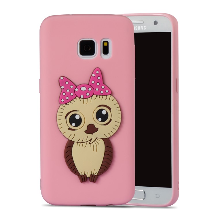 Cute 3D Female Owl Patterned TPU Mobile Phone Case for Samsung Galaxy S7 SM-G930 - Pink-5