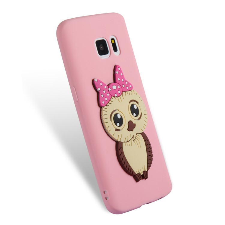 Cute 3D Female Owl Patterned TPU Mobile Phone Case for Samsung Galaxy S7 SM-G930 - Pink-6