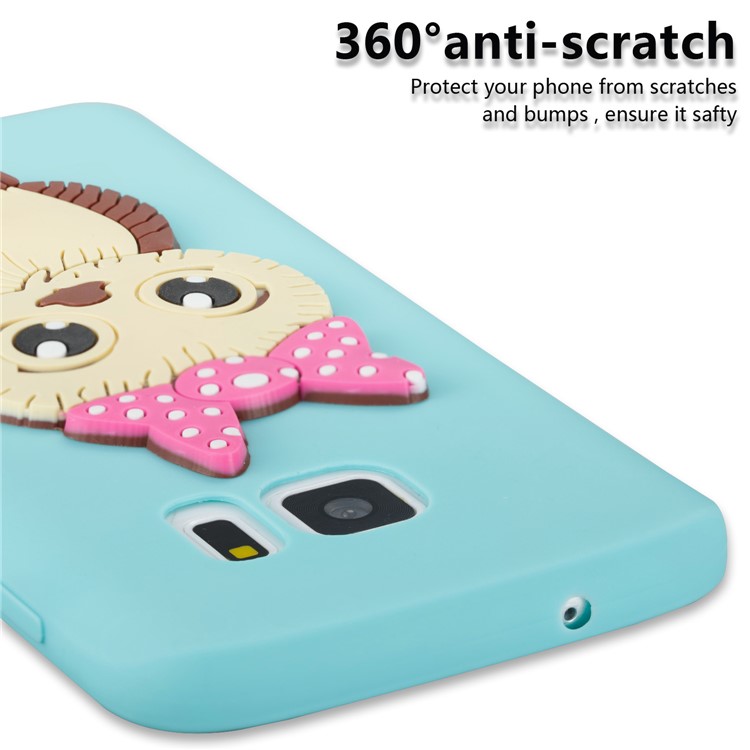 Cute 3D Female Owl Patterned TPU Cell Phone Case Accessory for Samsung Galaxy S7 SM-G930 - Baby Blue-2