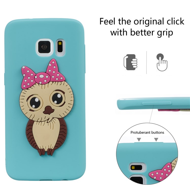 Cute 3D Female Owl Patterned TPU Cell Phone Case Accessory for Samsung Galaxy S7 SM-G930 - Baby Blue-3