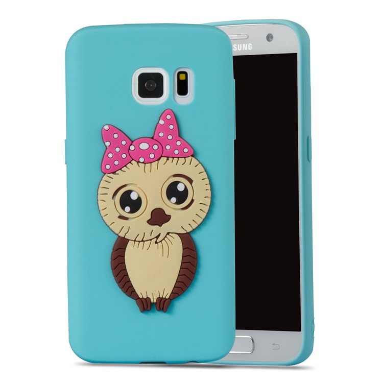 Cute 3D Female Owl Patterned TPU Cell Phone Case Accessory for Samsung Galaxy S7 SM-G930 - Baby Blue-4