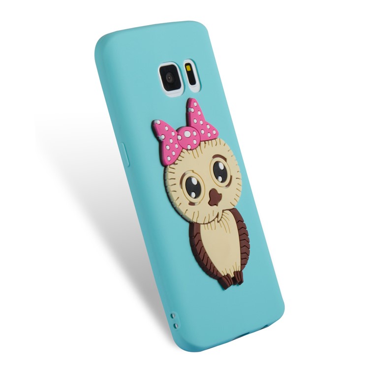 Cute 3D Female Owl Patterned TPU Cell Phone Case Accessory for Samsung Galaxy S7 SM-G930 - Baby Blue-5