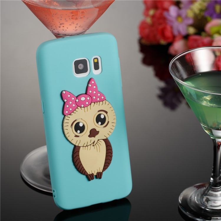 Cute 3D Female Owl Patterned TPU Cell Phone Case Accessory for Samsung Galaxy S7 SM-G930 - Baby Blue-6