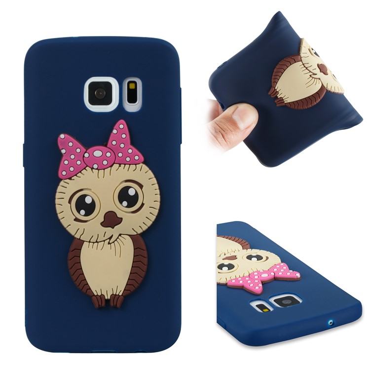 Cute 3D Female Owl Patterned TPU Mobile Phone Cover Shell for Samsung Galaxy S7 SM-G930 - Dark Blue-1
