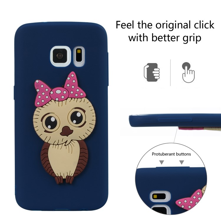 Cute 3D Female Owl Patterned TPU Mobile Phone Cover Shell for Samsung Galaxy S7 SM-G930 - Dark Blue-3
