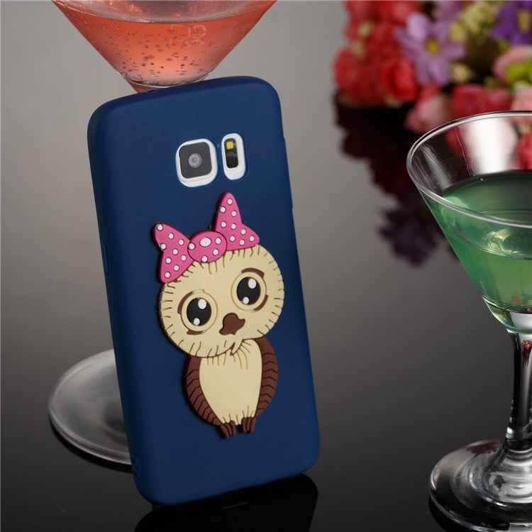 Cute 3D Female Owl Patterned TPU Mobile Phone Cover Shell for Samsung Galaxy S7 SM-G930 - Dark Blue-4