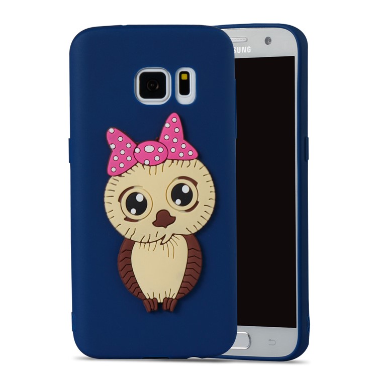 Cute 3D Female Owl Patterned TPU Mobile Phone Cover Shell for Samsung Galaxy S7 SM-G930 - Dark Blue-5