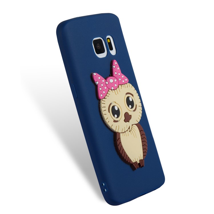 Cute 3D Female Owl Patterned TPU Mobile Phone Cover Shell for Samsung Galaxy S7 SM-G930 - Dark Blue-6