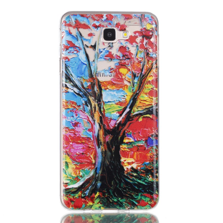 Rubberized Embossed Soft TPU Case for Samsung Galaxy J7 Prime/On Nxt - Colored Painting Tree-2