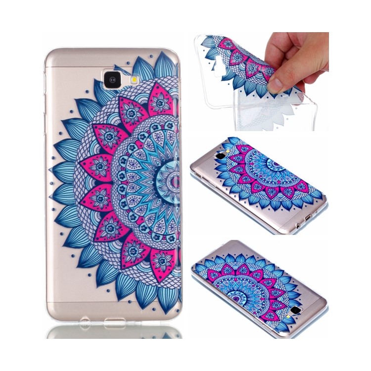 Rubberized Embossed Soft TPU Shell for Samsung Galaxy J7 Prime (2016)/On Nxt - Half Mandala Flower-1