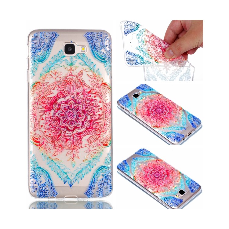 Rubberized Embossed Soft TPU Mobile Cover for Samsung Galaxy J7 Prime (2016)/On Nxt - Colorful Flower-1