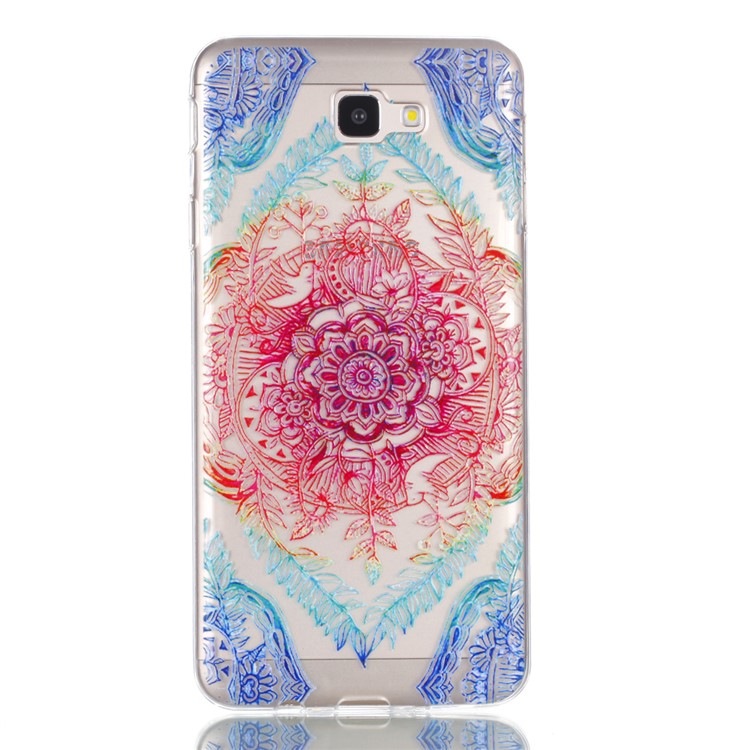 Rubberized Embossed Soft TPU Mobile Cover for Samsung Galaxy J7 Prime (2016)/On Nxt - Colorful Flower-2