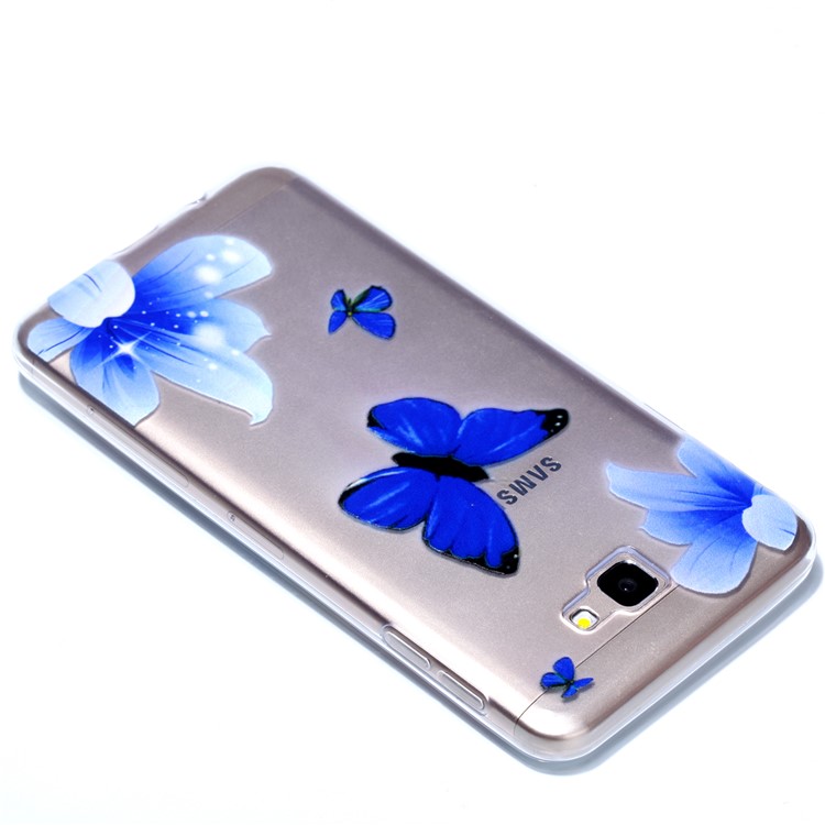 Rubberized Embossed Soft TPU Cell Phone Case Accessory for Samsung Galaxy J7 Prime/On Nxt - Blue Butterfly and Flower-4
