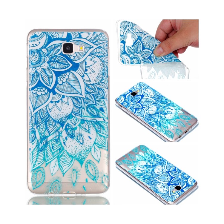 Rubberized Embossed Soft TPU Protection Mobile Shell for Samsung Galaxy J7 Prime (2016)/On Nxt - Henna Flower-1