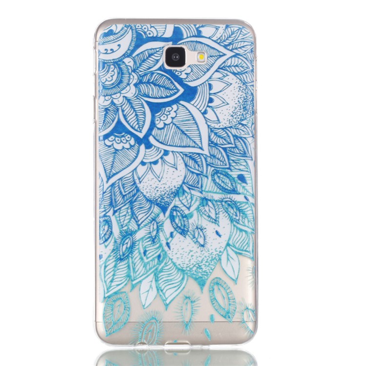 Rubberized Embossed Soft TPU Protection Mobile Shell for Samsung Galaxy J7 Prime (2016)/On Nxt - Henna Flower-2