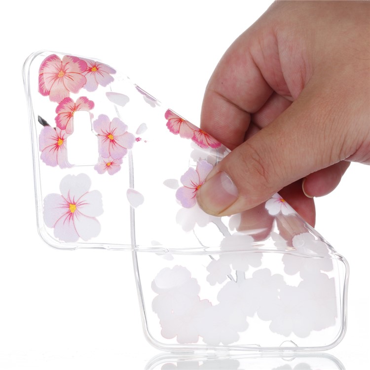 Rubberized Embossed Soft TPU Back Cover Shell for Samsung Galaxy J7 Prime (2016)/On Nxt - Pink Flower-5