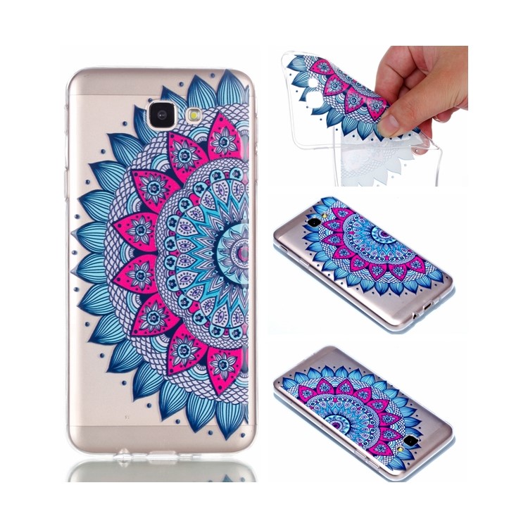 Embossment Patterned TPU Soft Back Shell for Samsung Galaxy J5 Prime - Half Flower-1