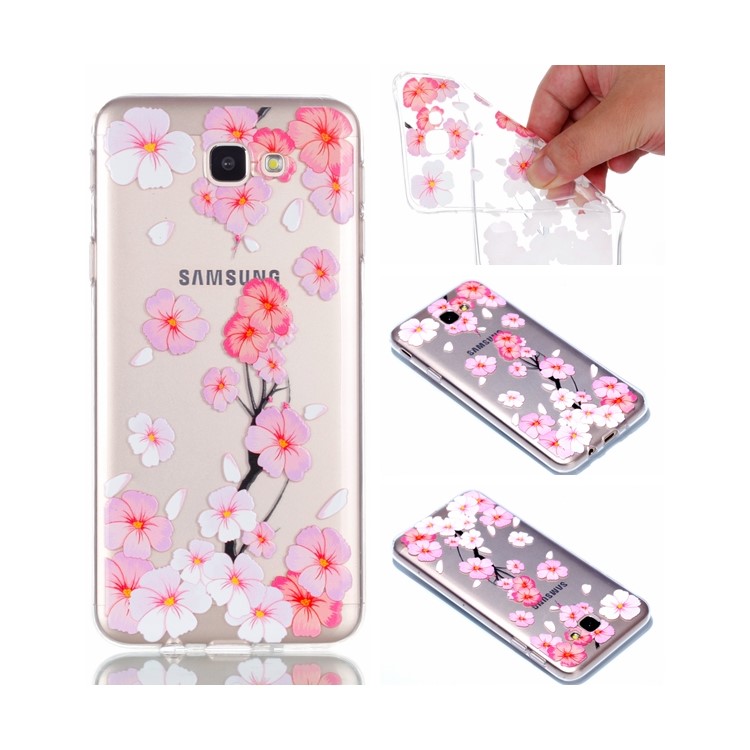 Embossment Patterned TPU Soft Cell Phone Case for Samsung Galaxy J5 Prime - Falling Flower-1