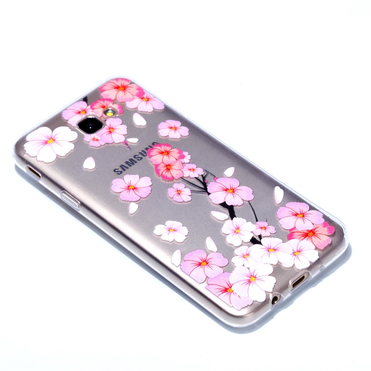Embossment Patterned TPU Soft Cell Phone Case for Samsung Galaxy J5 Prime - Falling Flower-3